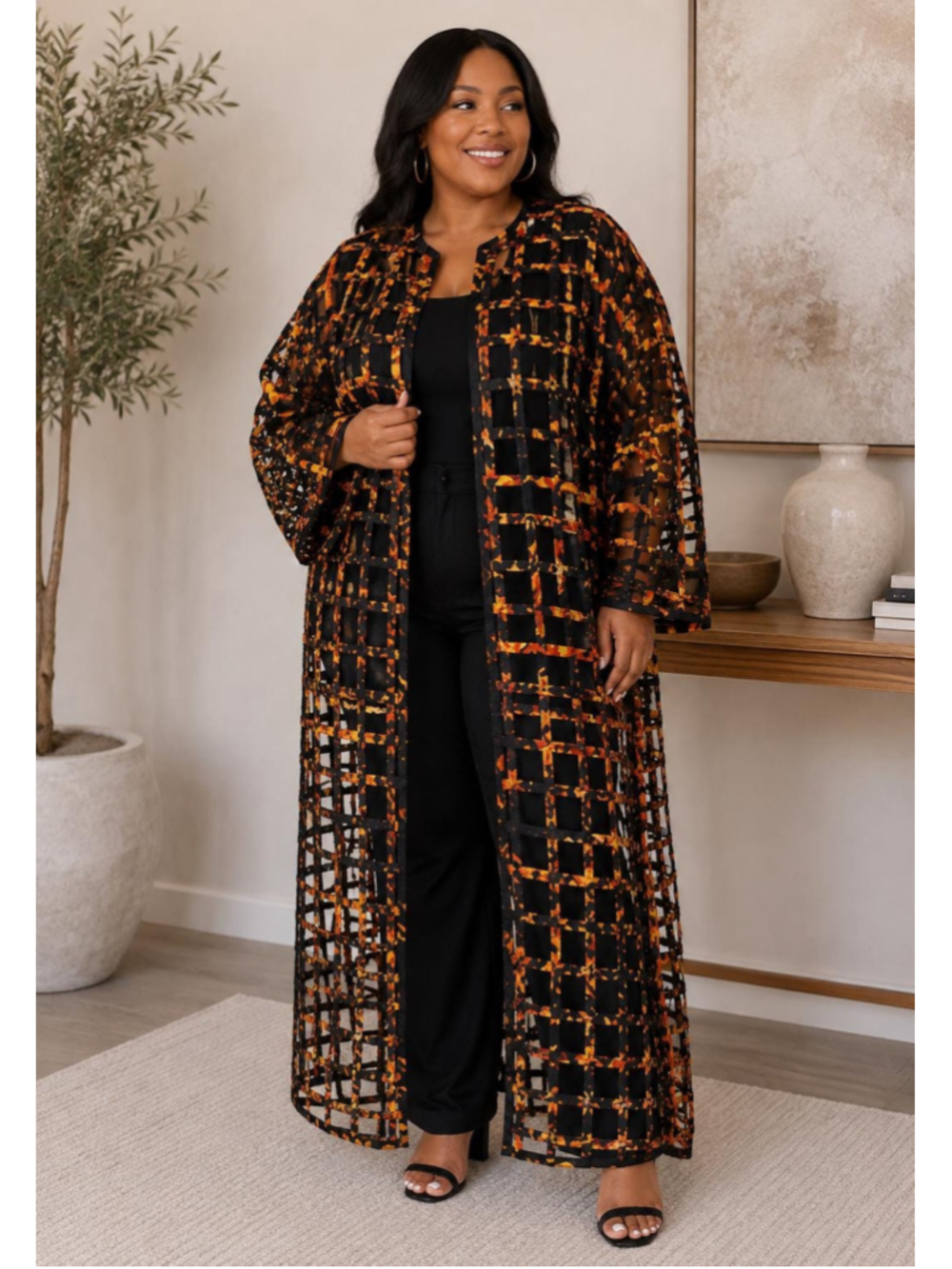 Handmade Ankara Duster Jacket African Wax Print Long Kimono One Size